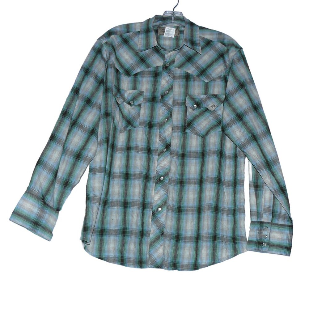 Wrangler Western Style Plaid Snap Shirt Size Large